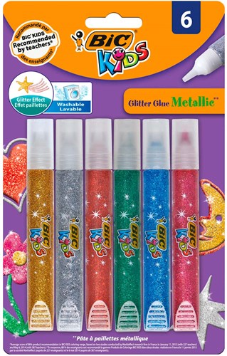 BIC Kids Glitzerkleber Metallic Set - 6 Farben Bastelspaß