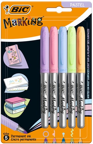 BIC Permanent Filzstifte Pastell - 5 Stück - Kreatives Zeichnen