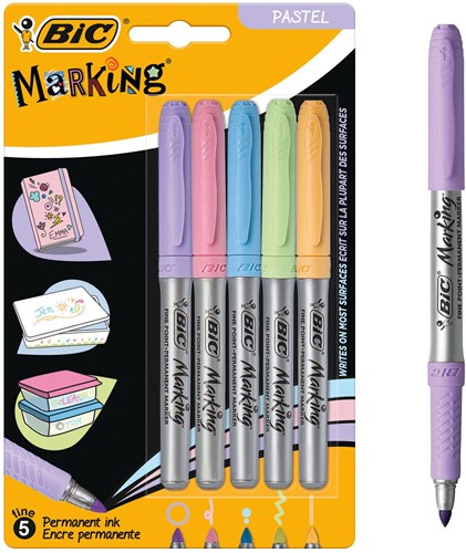 BIC Permanent Filzstifte Pastell - 5 Stück - Kreatives Zeichnen-2