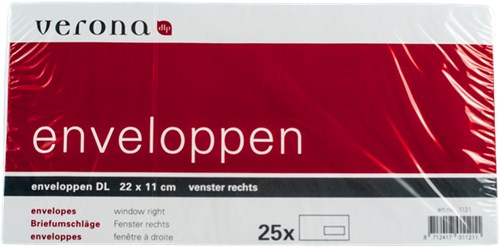 Verona 25 Fensterumschläge rechts 110x220mm Verona