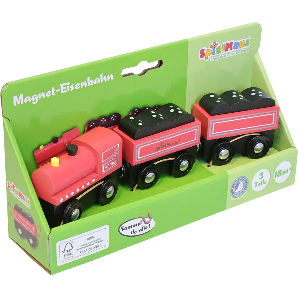 Vedes Holz Spielzeugzug magnetisch 3-teilig - Spielzeugeisenbahn