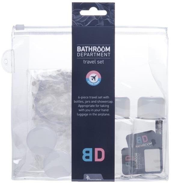 Reiseset mittel 6-teilig transparent Etui Reisefläschchen und Döschen Planet Happy DE
