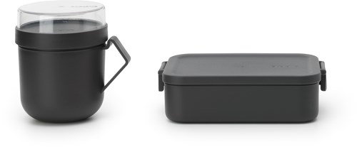 Brabantia Lunchset Brotdose und Suppenbecher Dark Grey Kunststoff 2-teilig