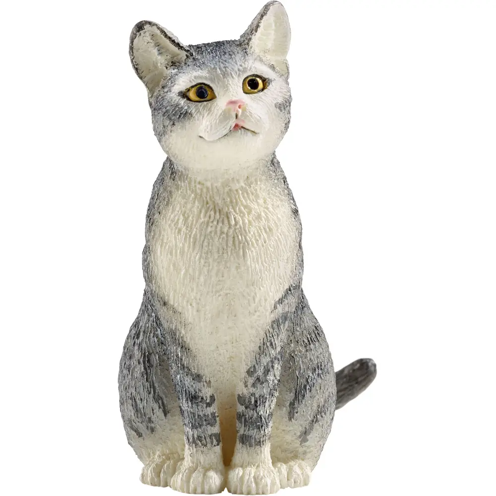 Schleich Bauernhof - Sitzende Katze 13771 Spielfigur Grau