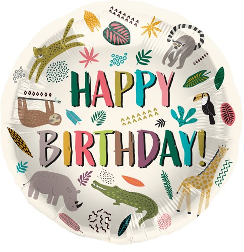 Folat Folienballon wilde Tiere Geburtstag 45cm - bunte Ballon