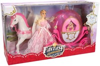 KiddyGo Prinzessin Pferdekutsche Spielzeug mit Licht und Puppe - magisches Abenteuer