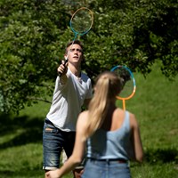 Schildkröt Badminton Set 2 Schläger und Federbälle Orange Qualität-3