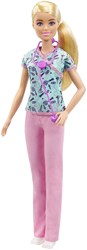 Barbie GTW39 - Krankenschwester-Puppe (ca. 30 cm) mit Oberteil mit Aufdruck und pinker Hose, weißen Schuhen und Stethoskop, tolles Spielzeug Geschenk für Kinder ab 3 Jahren