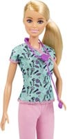Barbie GTW39 - Krankenschwester-Puppe (ca. 30 cm) mit Oberteil mit Aufdruck und pinker Hose, weißen Schuhen und Stethoskop, tolles Spielzeug Geschenk für Kinder ab 3 Jahren-3