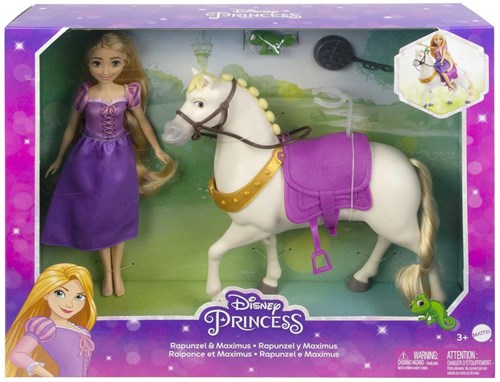 Mattel Disney Prinzessin Puppe Rapunzel mit Maximus und Pascal Spielset