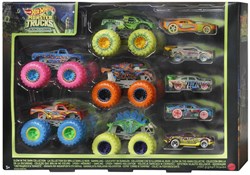 Hot Wheels Monster Trucks Spielzeugautos Glow in the Dark 10er-Pack