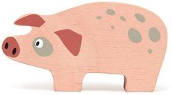 Tender Leaf Holz Bauernhoftier Schwein - Spielzeugfigur rosa Holz