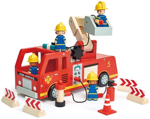 Tender Leaf Holz-Feuerwehrauto - Spielzeugauto mit Zubehör