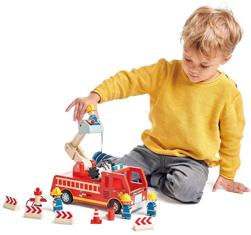 Tender Leaf Holz-Feuerwehrauto - Spielzeugauto mit Zubehör-3