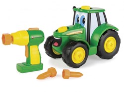 Tomy - Bauspielzeug Johnny Traktor mit Bohrmaschine, Licht & Sound