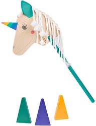 BS Toys Holz Einhorn Steckenpferd - Outdoor Spielzeug mit Kegeln