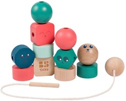 BS Toys Holzperlen Kinderspielzeug - Lernspiel zum Auffädeln 13-teilig