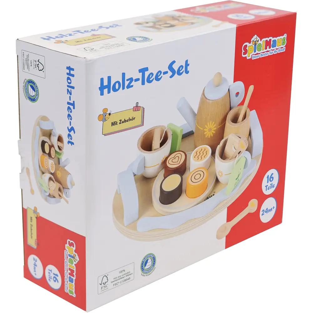 Vedes Holz Tee-Set Spielzeug 16-teilig für Kinder