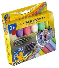 Pustefix Straßenmalkreide Set - 6 bunte Kreiden für draußen malen