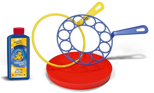 Pustefix Seifenblasenring: MULTI-BUBBLER, mit 2 großen Ringen + Brett + 250ml Pustefix, gemischte Farben, in Box, 5+-2