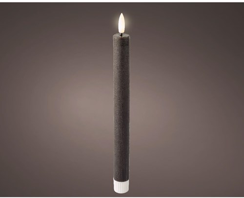Lumineo LED Stabkerzen Set grau Wachs 24,5cm - stimmungsvolle Dekoration