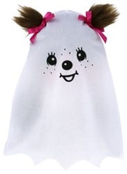 Sekiguchi 242092 - Original Monchhichi Mädchen "Freundlicher Geist", Plüsch-Figur mit weißem Flatter-Umhang und Schleife im Haar, Kuscheltier aus braunem Plüsch, ca. 20 cm groß