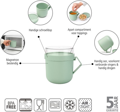 Brabantia Suppenbecher to go jadegrün - Lunchbecher mit Topping-Behälter-3