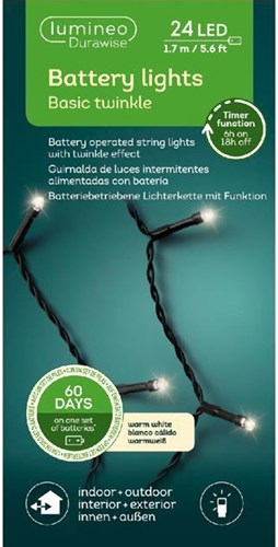 Lumineo LED Lichterkette Durawise 24L warmweiß für drinnen und draußen