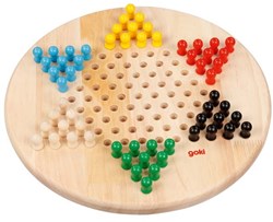 Goki Holz Halma Brettspiel strategisches Familienspiel 2-6 Spieler