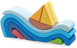 nic Holzboot Spielzeug Wave Boat für Kinder - bunt und langlebig