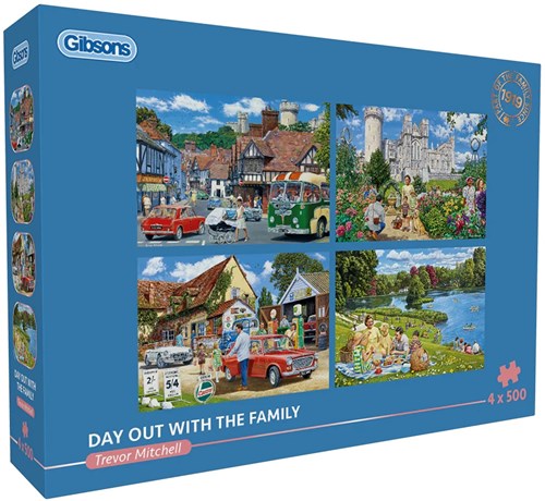Gibsons Puzzle Familienausflug 4x500 Teile Nostalgie Erwachsene