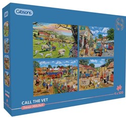 Gibsons Puzzle Call the Vet 4x500 Teile Bauernhoftiere Erwachsene