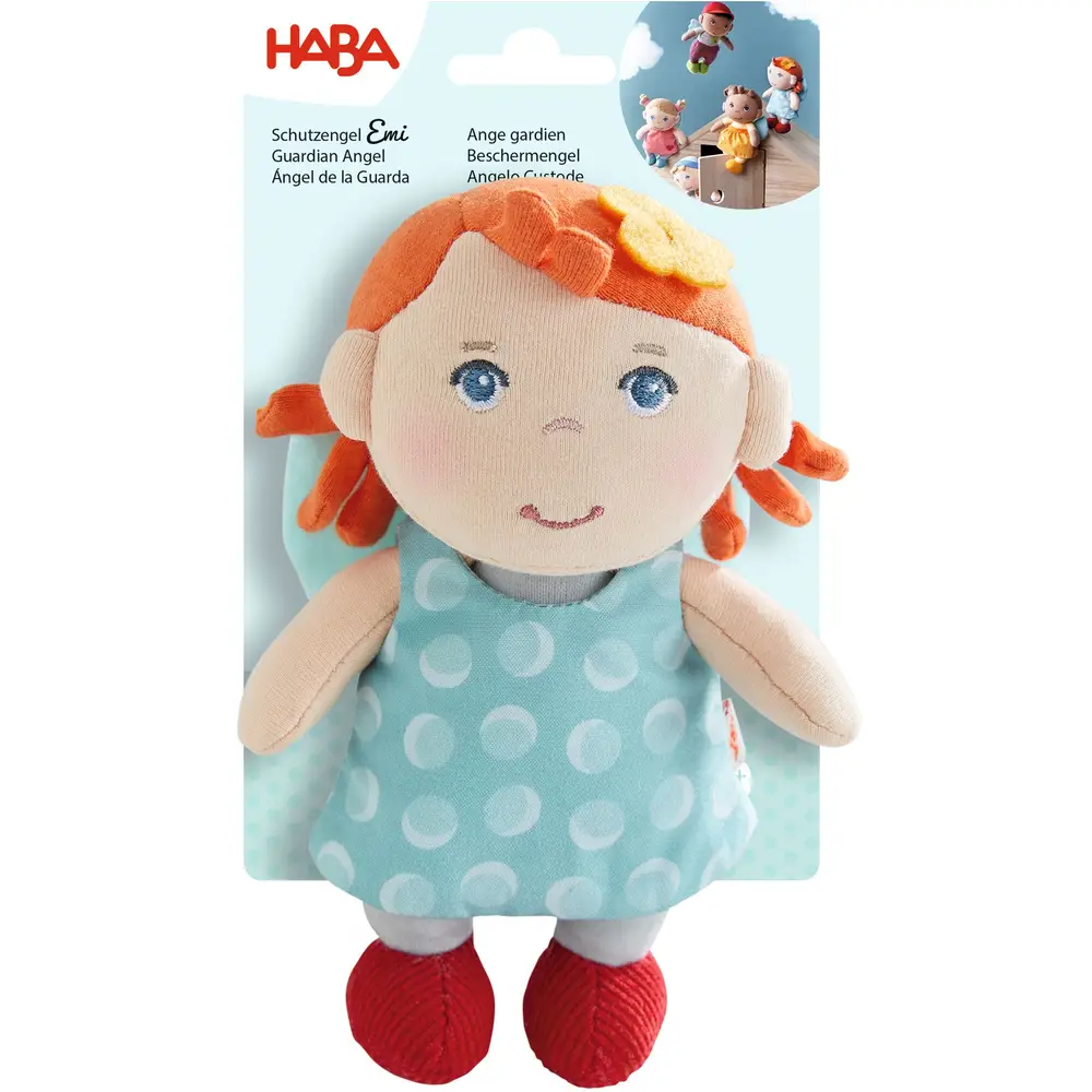Haba Kuschelpuppe Schutzengel Emi 15 cm - weiche Puppe für Babys
