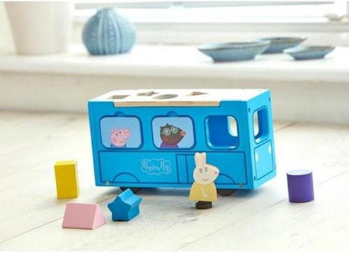 Peppa Pig Holz Schulbus Formensortierer Spielzeugbus Lernspielzeug-3
