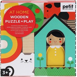 Petit Collage Holzpuzzle Lernspiel - Zuhause - Mehrfarbig
