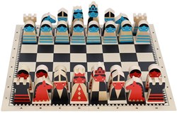 Petit Collage Holz-Schachspiel - buntes Strategiespiel für Kinder