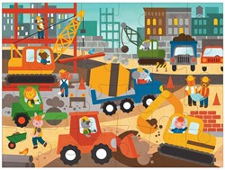 Petit Collage Bodenpuzzle Baustelle - Lernspielzeug aus Karton