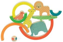 Petit Collage Houten Box Spel - Stapeltoren Regenboog