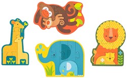 Petit Collage Safari Baby-Tiere Puzzle - Erste Kartonpuzzle für Kinder