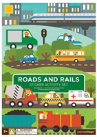 Petit Collage Stickerbuch Spielzeug - Wiederverwendbares Sticker Set Straßen und Schienen