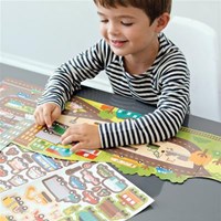 Petit Collage Stickerbuch Spielzeug - Wiederverwendbares Sticker Set Straßen und Schienen-3