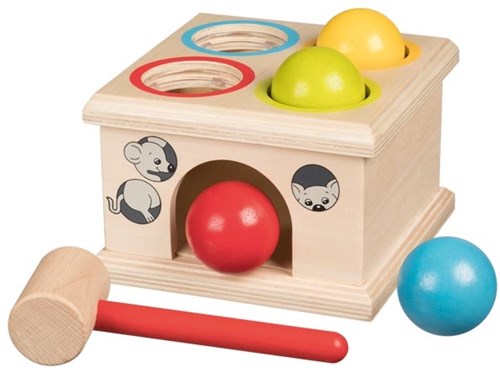 Goki Holz Klopfbank Spiel - Fang die Maus - Motorikspielzeug