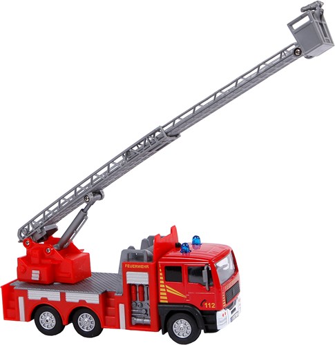 Kids GLOBE Feuerwehrleiterwagen Spielzeug Die Cast Licht Sound 16cm-2