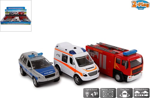 2-Play Einsatzfahrzeug Spielzeugauto Diecast Licht Ton 11cm