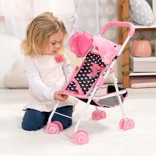 Bayer Chic 2000 Puppenbuggy schwarz rosa - Spielzeug Puppenwagen Buggy-2