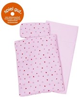 Goki Puppenbettwäsche - rosa Bettdecke und Kissen für Puppen