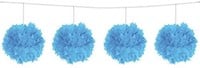 Folat - Pompom Girlande blau 3 Meter Papier Dekoration