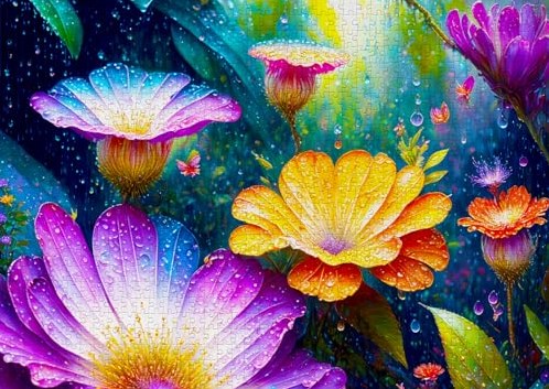 Enjoy Puzzle Blumen im Regen - 1000 Teile-2