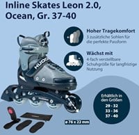 HUDORA Inline Skeelers Leon 2.0 Ocean, Maat 37-41-2