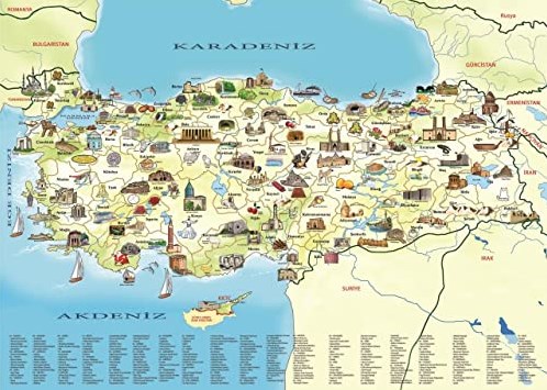 Art Puzzle Karte von Türkei - 260 Teile-2